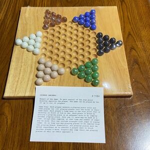 VTG Cardinal Industries Chinese‎ Checkers Wooden Board Game Glass Marbles NOS